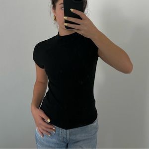 Black fitted high neck t shirt